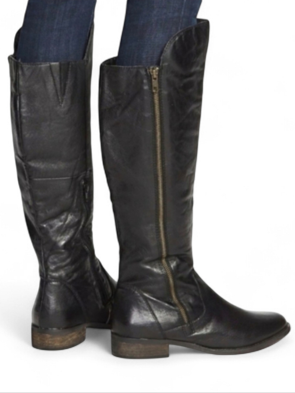 NWOT Steve Madden Shawny Riding Boots Moto Equestrian Side Zip Black size 8.5